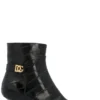Dolce & Gabbana Logo Plaque Pointed-Toe Boots - Black