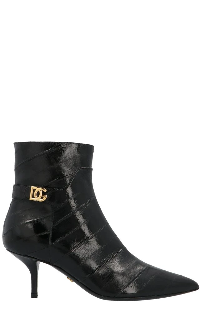 Dolce & Gabbana Logo Plaque Pointed-Toe Boots - Black 1 Dolce & Gabbana Logo Plaque Pointed-Toe Boots - Black