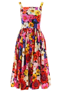 ( New Season ) Dolce & Gabbana Floral Print Ruched Midi Dress - Multi