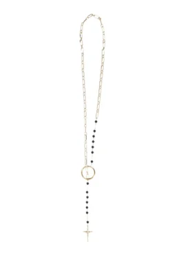 ( New Season ) Dolce & Gabbana Cross Rosary Necklace - Gold