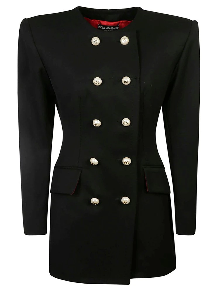 Dolce & Gabbana Double Breasted Shoulder Pad Blazer - Black 1 Dolce & Gabbana Double Breasted Shoulder Pad Blazer - Black