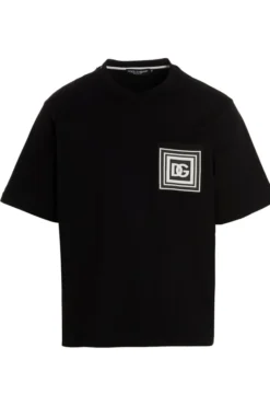 ( New Season ) Dolce & Gabbana Logo Printed Crewneck T-Shirt - Black