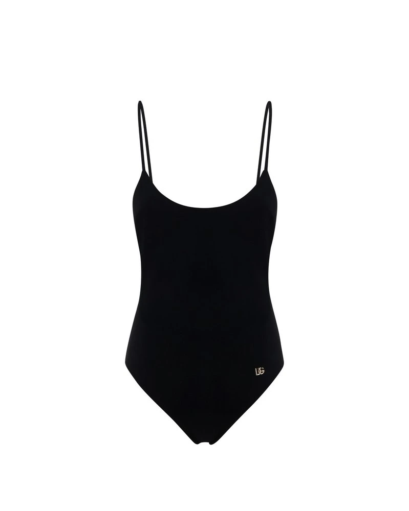 ( New Season ) Dolce & Gabbana DG Logo Crossover Strapped Swimsuit - Black 1 ( New Season ) Dolce & Gabbana DG Logo Crossover Strapped Swimsuit - Black