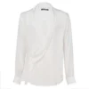 ( New Season ) Dolce & Gabbana Crossover V-Neck Long-Sleeved Shirt - White