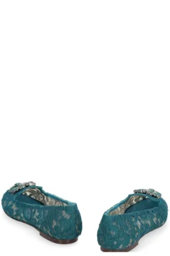 Dolce & Gabbana Crystal-Embellished Ballerina Shoes - Green -Cheap Vestureo Store 0323ed1a468a046f5eb14540d07b204b