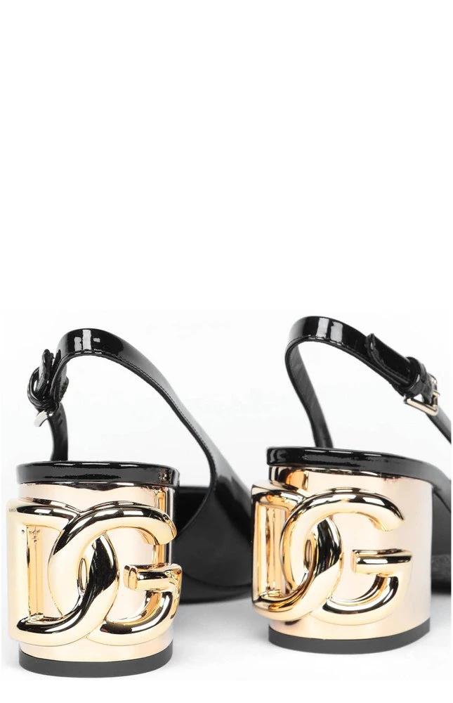 Dolce & Gabbana DG Block Heel Slingback Pumps - Black 5 Dolce & Gabbana DG Block Heel Slingback Pumps - Black - Image 5