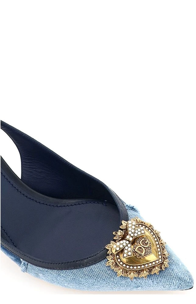 Dolce & Gabbana Devotion Denim Slingback Pumps - Blue 4 Dolce & Gabbana Devotion Denim Slingback Pumps - Blue - Image 4