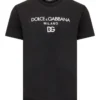 ( New Season ) Dolce & Gabbana Logo Printed Crewneck T-Shirt - Black