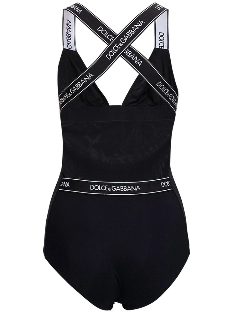 Dolce & Gabbana Logo Tape Swimsuit - Black 2 Dolce & Gabbana Logo Tape Swimsuit - Black - Image 2