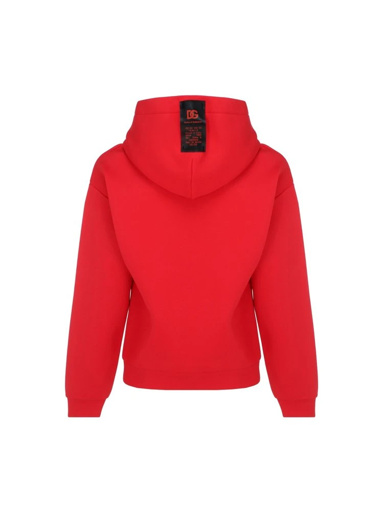 ( New Season ) Dolce & Gabbana DG Embroidered Technical Jersey Hoodie - Red 2 ( New Season ) Dolce & Gabbana DG Embroidered Technical Jersey Hoodie - Red - Image 2