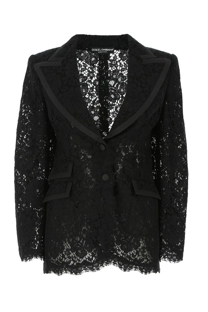Dolce & Gabbana Lace Embroidered Blazer - Black 1 Dolce & Gabbana Lace Embroidered Blazer - Black