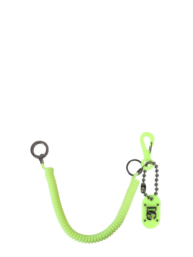 ( New Season ) Dolce & Gabbana Logo Charm Twist Chained Keyring - Yellow 1 ( New Season ) Dolce & Gabbana Logo Charm Twist Chained Keyring - Yellow