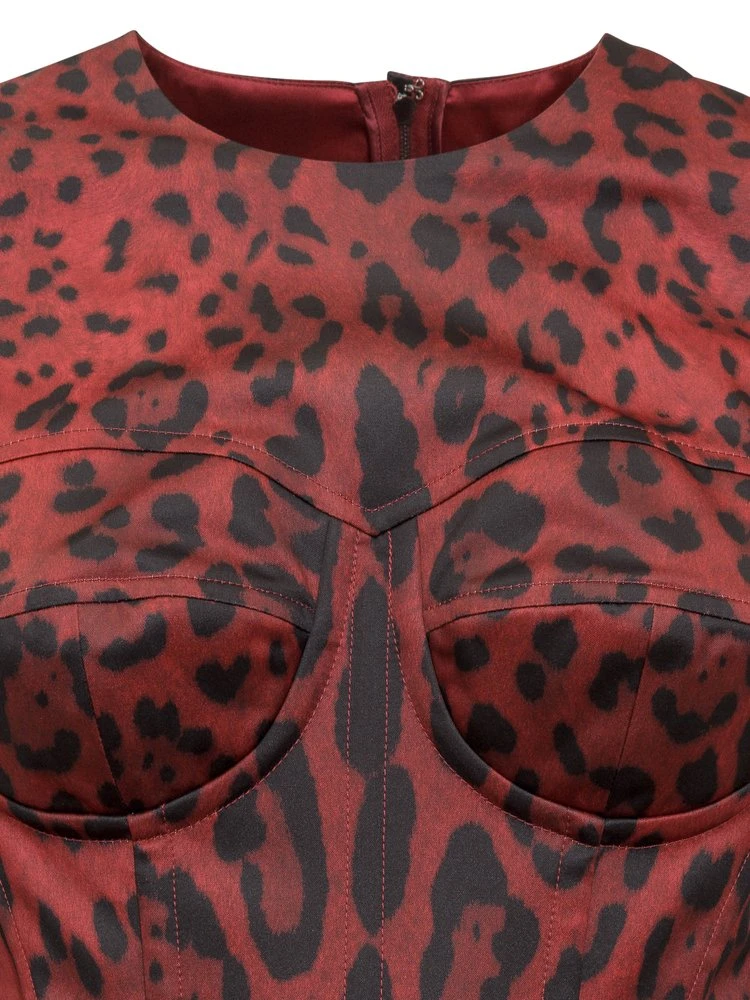 Dolce & Gabbana Animal Print Midi Dress - Red 3 Dolce & Gabbana Animal Print Midi Dress - Red - Image 3