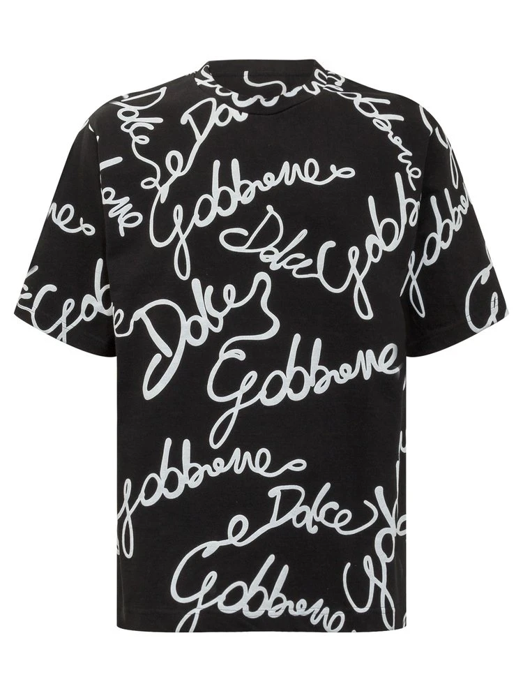 Dolce & Gabbana Allover Signature Logo T-Shirt - Black 1 Dolce & Gabbana Allover Signature Logo T-Shirt - Black