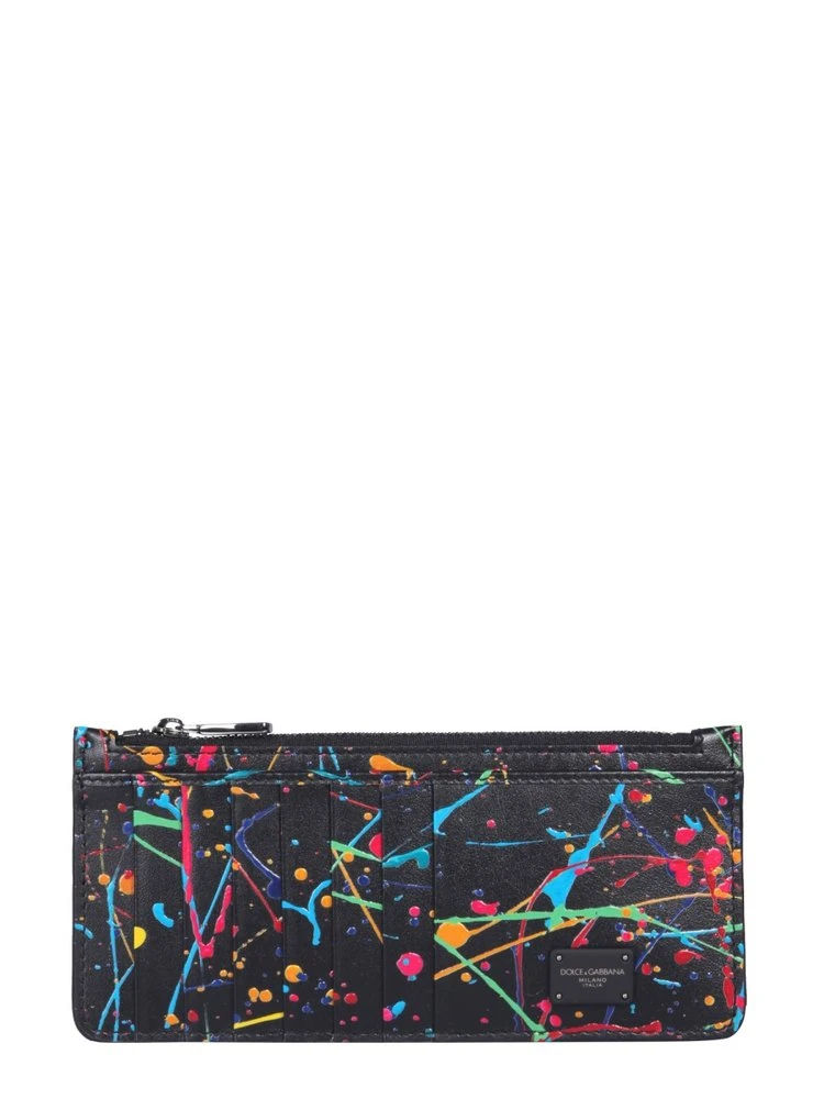 ( New Season ) Dolce & Gabbana Logo Plaque Printed Cardholder - Black 1 ( New Season ) Dolce & Gabbana Logo Plaque Printed Cardholder - Black
