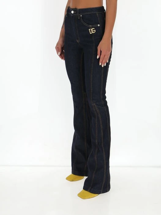 Dolce & Gabbana Logo Plaque Flared Jeans - Blue 5 Dolce & Gabbana Logo Plaque Flared Jeans - Blue - Image 5