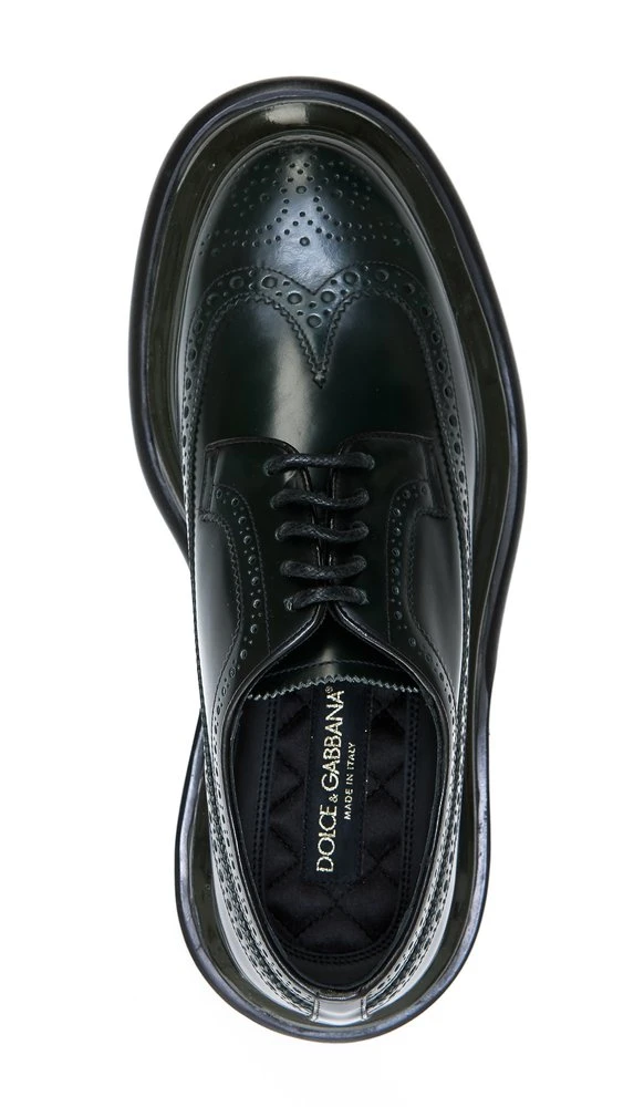 ( New Season ) Dolce & Gabbana Lace-Up Oxford Shoes - Green 4 ( New Season ) Dolce & Gabbana Lace-Up Oxford Shoes - Green - Image 4