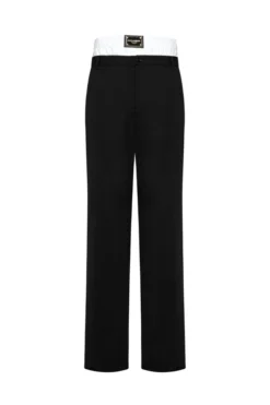 ( New Season ) Dolce & Gabbana Layered Waist Tailored Trousers - Black