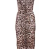 ( New Season ) Dolce & Gabbana Leopard Print Midi Dress - Multi