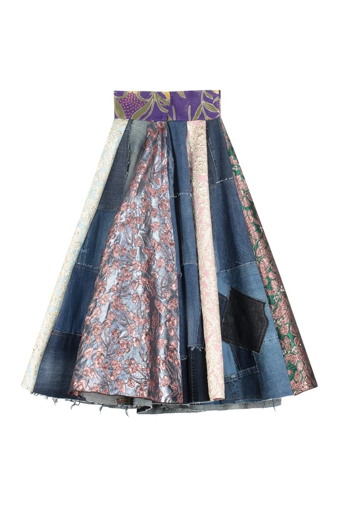 Dolce & Gabbana Patchwork Pleated Flared Skirt - Multi 2 Dolce & Gabbana Patchwork Pleated Flared Skirt - Multi - Image 2