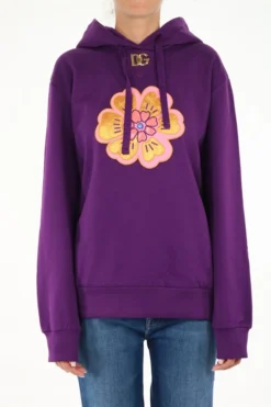 Dolce & Gabbana DG Logo Plaque Drawstring Hoodie - Purple