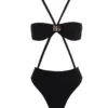 ( New Season ) Dolce & Gabbana Logo Plaque Cutout Swimsuit - Black
