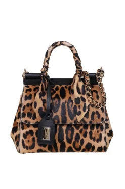 ( New Season ) Dolce & Gabbana Leopard Printed Small Sicily Bag - Multi