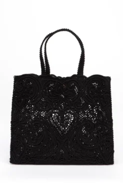 ( New Season ) Dolce & Gabbana Logo Plaque Lace Large Tote Bag - Black -Cheap Vestureo Store 08fc3c3dadeea500127eef40d2417276