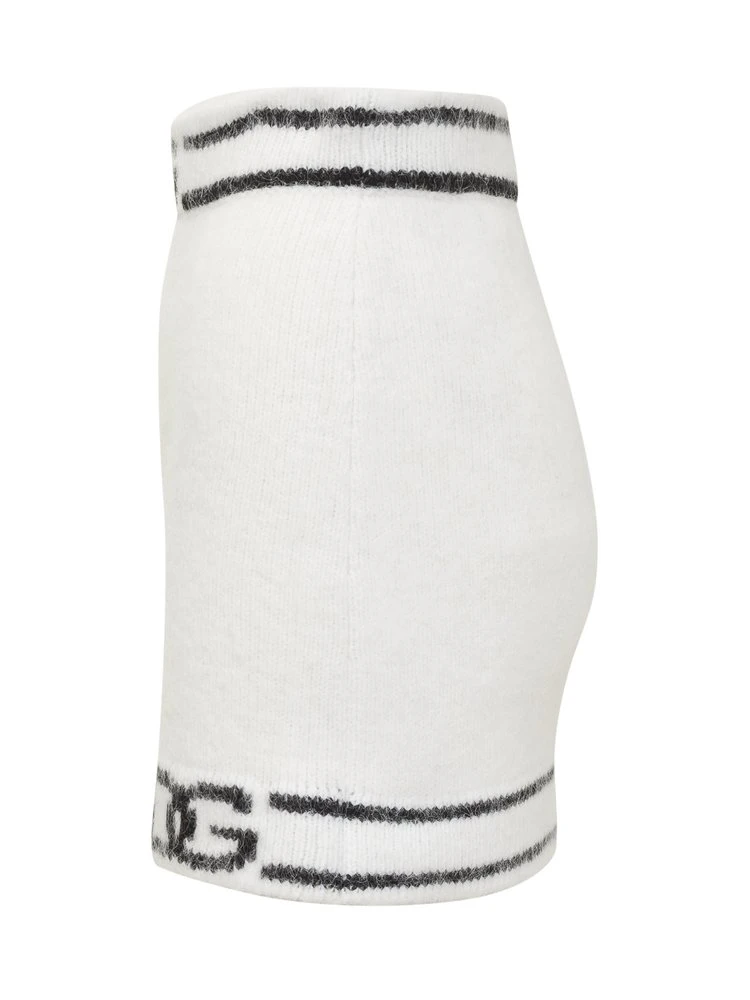 Dolce & Gabbana DG Intarsia Mini Skirt - White 3 Dolce & Gabbana DG Intarsia Mini Skirt - White - Image 3