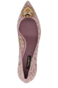 ( New Season ) Dolce & Gabbana Lace Detailed Pointed-Toe Pumps - Pink -Cheap Vestureo Store 093f6b8c2c4420fc9f97e62a038dc1e7