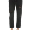 ( New Season ) Dolce & Gabbana Distressed Straight Leg Jeans - Black