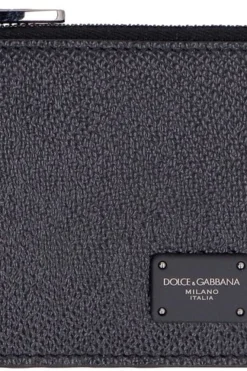 Dolce & Gabbana Logo Plaque Zipped Cardholder - Black