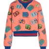 ( New Season ) Dolce & Gabbana DG Logo Printed Cropped Jersey Sweatshirt - Multi