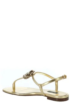 ( New Season ) Dolce & Gabbana Metallic Strap Sandals - Gold -Cheap Vestureo Store 0a00ce7653a3f20c849c3be040e237e1