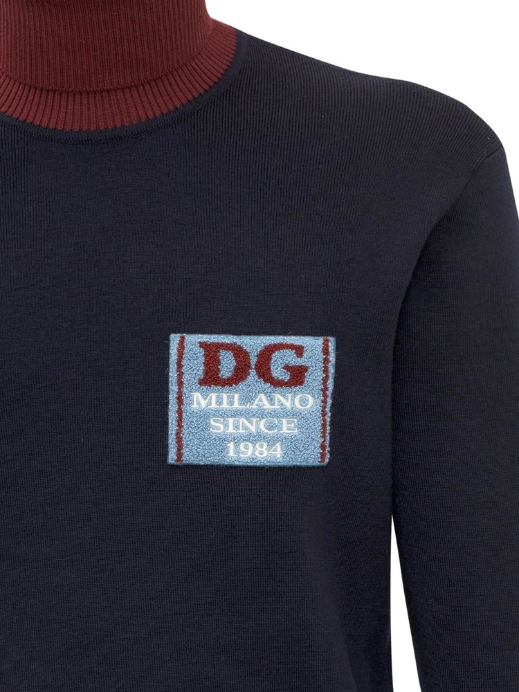 Dolce & Gabbana Logo Patch Turtleneck Knit Pullover - Multi 4 Dolce & Gabbana Logo Patch Turtleneck Knit Pullover - Multi - Image 4