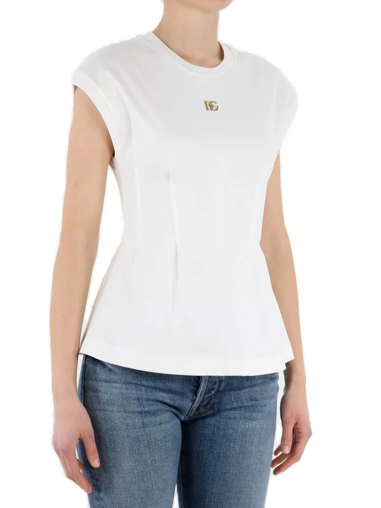 ( New Season ) Dolce & Gabbana Logo Plaque Crewneck T-Shirt - White 3 ( New Season ) Dolce & Gabbana Logo Plaque Crewneck T-Shirt - White - Image 3