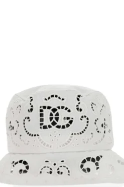 ( New Season ) Dolce & Gabbana Cut Out Embroidered Drill Hat - White