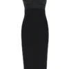 ( New Season ) Dolce & Gabbana Cut Out Spaghetti Strap Midi Dress - Black