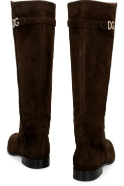 Dolce & Gabbana Logo Plaque Knee-High Boots - Brown -Cheap Vestureo Store 0ac2cca2348f2b87fca7b20e220adc0e