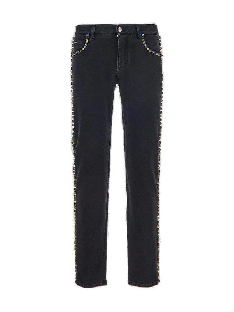 ( New Season ) Dolce & Gabbana Embellished Straight Leg Jeans - Black 1 ( New Season ) Dolce & Gabbana Embellished Straight Leg Jeans - Black