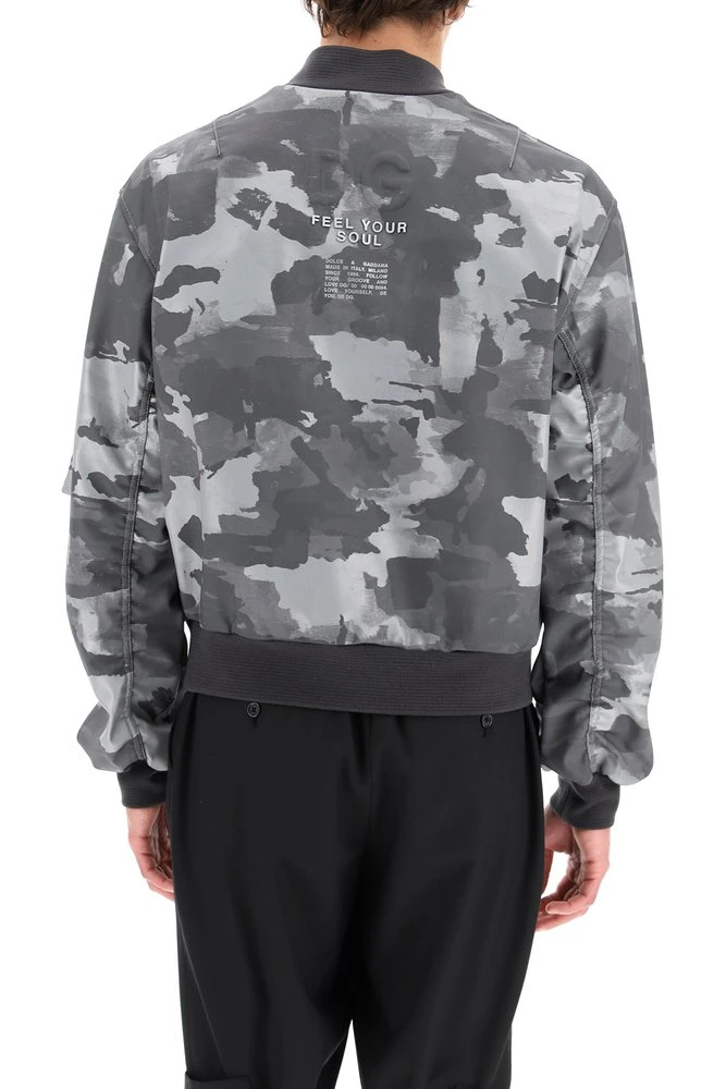 Dolce & Gabbana Camouflage Print Bomber Jacket - Grey 4 Dolce & Gabbana Camouflage Print Bomber Jacket - Grey - Image 4