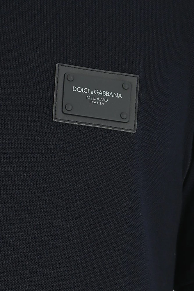 Dolce & Gabbana Classic Logo Plaque Polo Shirt - Navy 3 Dolce & Gabbana Classic Logo Plaque Polo Shirt - Navy - Image 3