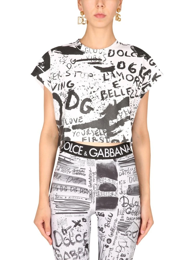 Dolce & Gabbana Cropped Crewneck T-Shirt - Multi 1 Dolce & Gabbana Cropped Crewneck T-Shirt - Multi