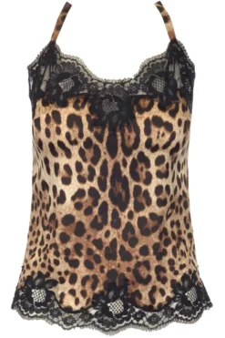 ( New Season ) Dolce & Gabbana Leopard Print Lace Camisole - Multi