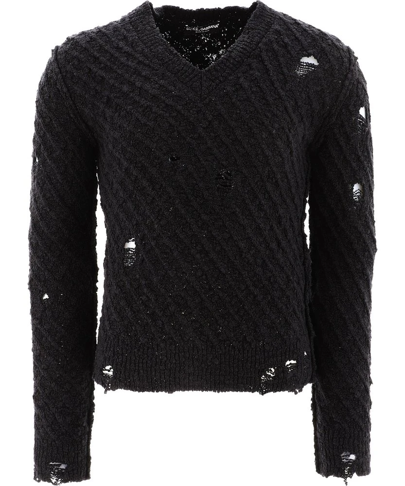 Dolce & Gabbana Distressed Knit Jumper - Black 1 Dolce & Gabbana Distressed Knit Jumper - Black