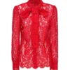Dolce & Gabbana Pussy Bow Lace Shirt - Red