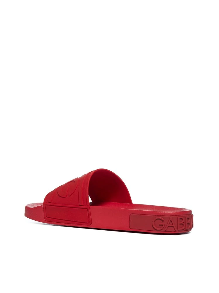 Dolce & Gabbana Logo Embossed Slides - Red 3 Dolce & Gabbana Logo Embossed Slides - Red - Image 3