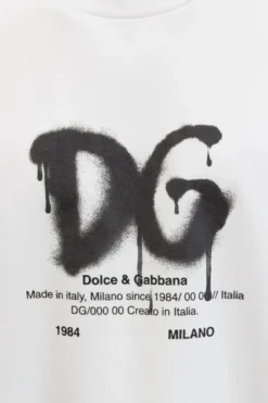 Dolce & Gabbana Logo Printed Crewneck T-Shirt - White -Cheap Vestureo Store 0f21740911dff03f802be3600e2d50ae