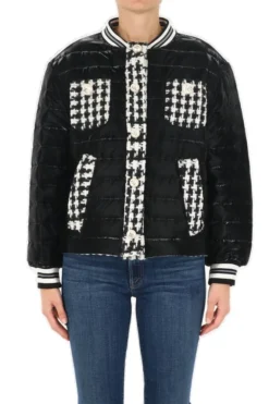 Dolce & Gabbana Houndstooth Detailed Quilted Jacket - Black