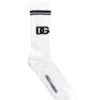 ( New Season ) Dolce & Gabbana Logo Intarsia Socks - White